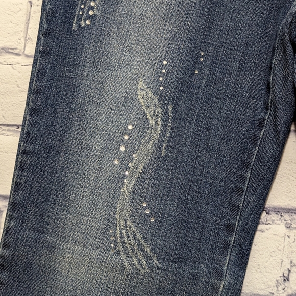 Style NY Paris Bling Denim Studded Gems Flare Wide Leg Jeans Women's Size 8 NWT - Picture 6 of 12